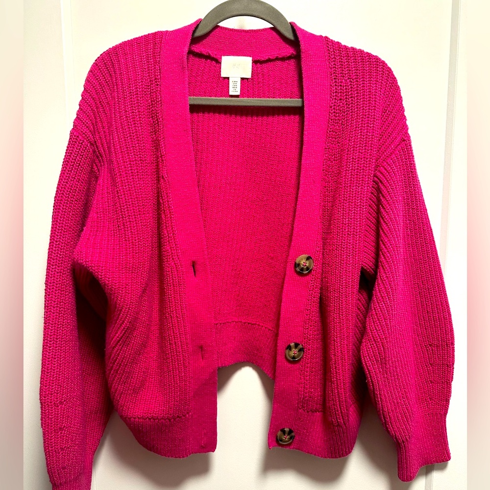 H&M Hot Pink Chunky Knit Cardigan